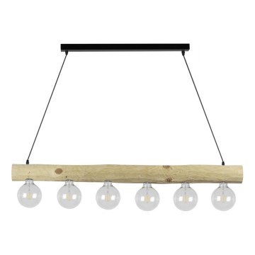 Függeszték TRABO 6xE27/60W/230V fenyő kötéllel