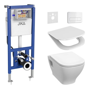 Függesztett WC DEEP + SoftClose DEEP WC-ülőke + DUAL öblítő nyomógomb + beépíthető modul + szigetelő alátét