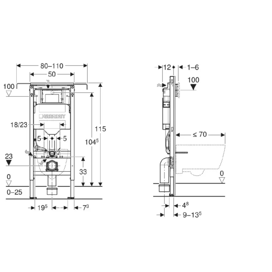 Függesztett WC OTTAWA + SoftClose OTTAWA WC-ülőke + SIGMA nyomólap + falba építhető tartálymodul + szigetelő alátét