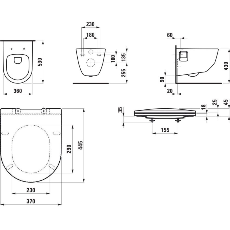 Felfüggesztett WC PRO + SoftClose PRO WC-ülőke + DUAL LIS öblítőgomb + falba építhető modul + szigetelő alátét