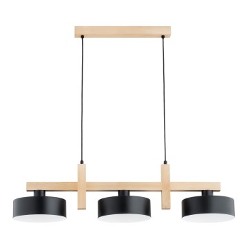 Függőlámpa kábellel CERTA 3xE27/15W/230V fekete/bézs