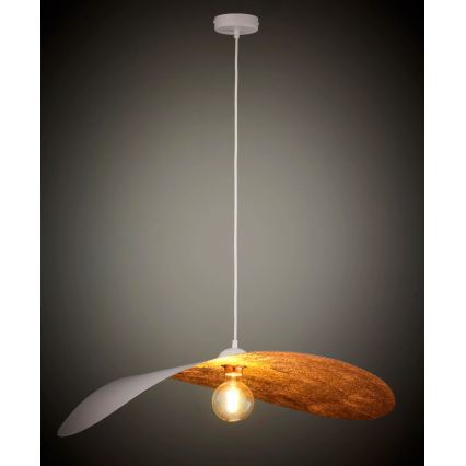 Függőlámpa LEAF kábellel 1xE27/15W/230V fehér/réz