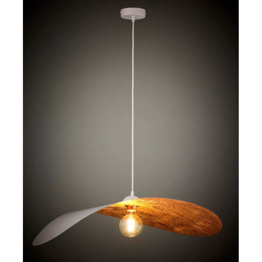 Függőlámpa LEAF kábellel 1xE27/15W/230V fehér/réz