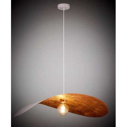 Függőlámpa LEAF kábellel 1xE27/15W/230V fehér/réz