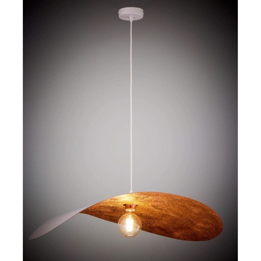 Függőlámpa LEAF kábellel 1xE27/15W/230V fehér/réz