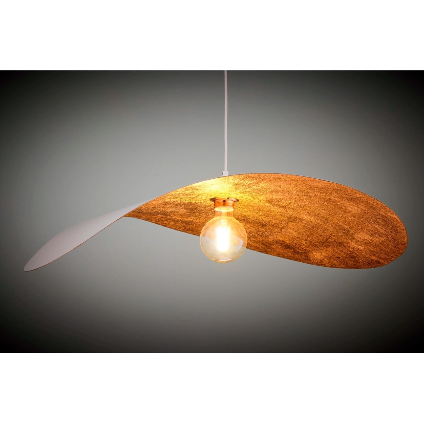 Függőlámpa LEAF kábellel 1xE27/15W/230V fehér/réz
