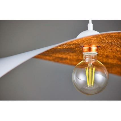 Függőlámpa LEAF kábellel 1xE27/15W/230V fehér/réz