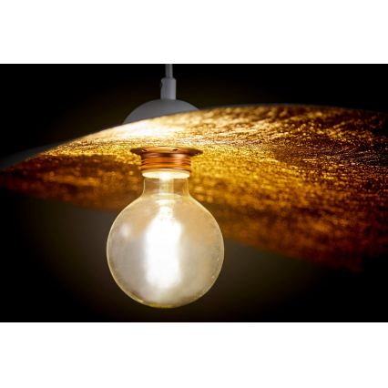 Függőlámpa LEAF kábellel 1xE27/15W/230V fehér/réz