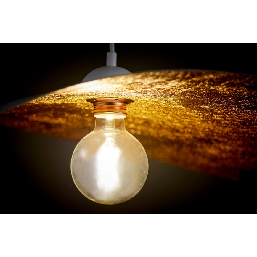 Függőlámpa LEAF kábellel 1xE27/15W/230V fehér/réz