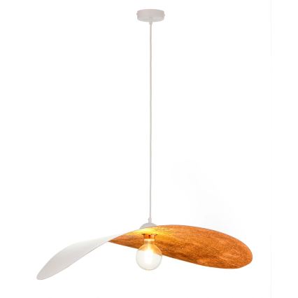 Függőlámpa LEAF kábellel 1xE27/15W/230V fehér/réz