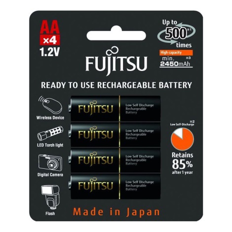 Fujitsu-3UTHCEU-4B - 4 db Tölthető elem AA NiMH/2450mAh/1,2V