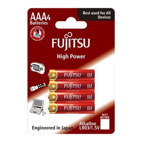 Fujitsu-LR03HP-4B - 4 db alkáli elem High Power AAA 1,5V
