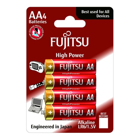 Fujitsu-LR06HP-4B - 4 db Alkáli elem High Power AA 1,5V