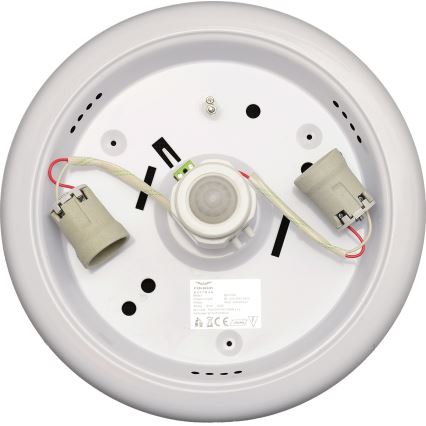 Fulgur s-22941 - Mennyezeti lámpatest mozgás- és alkonyatérzékelővel DARINA 2xE27/40W/230V Ø 30 cm fehér