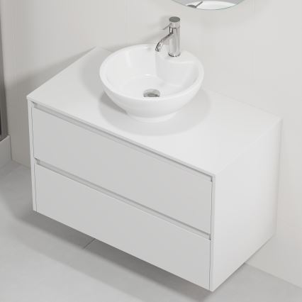Fürdőszobabútor mosdóval TRONDHEIM/DRAMMEN 90x57x46 cm fehér