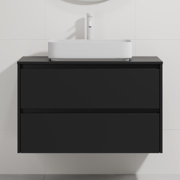 Fürdőszobabútor mosdóval TRONDHEIM/LJORDAL 90x57x46 cm fekete/fehér