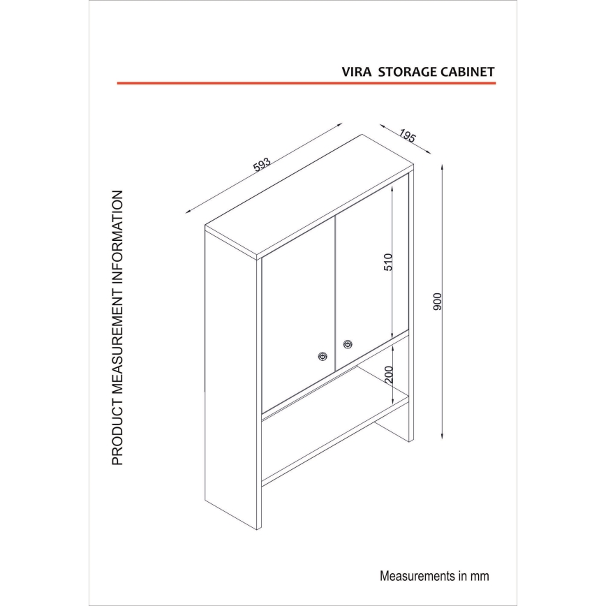Fürdőszobai fali szekrény VIRA 90x59 cm fehér