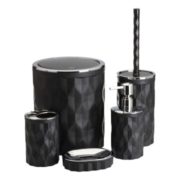 Fürdőszobai készlet REINA 5 db fekete/fényezett króm