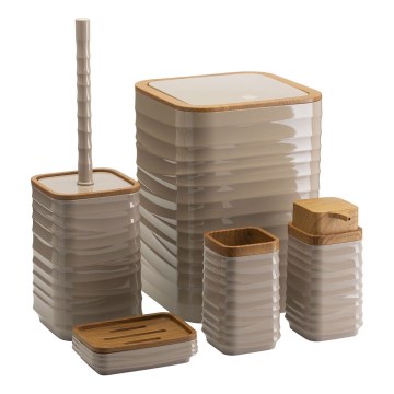 Fürdőszobai készlet WAVE 5 db bézs/barna