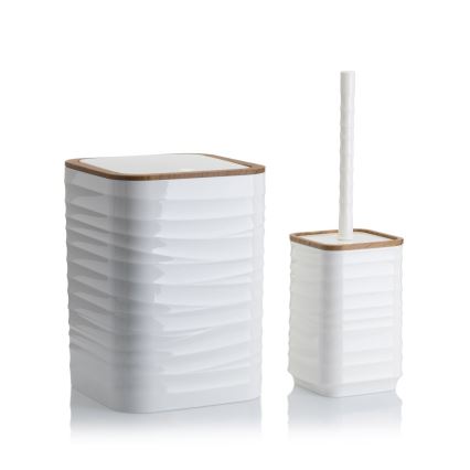 Fürdőszobai készlet WAVE 5 db fehér/barna