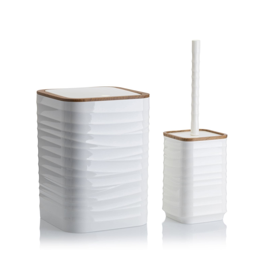 Fürdőszobai készlet WAVE 5 db fehér/barna