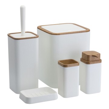 Fürdőszobai készlet ZOYA 5 db fehér/barna