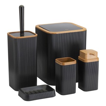 Fürdőszobai készlet ZOYA 5 db fekete/barna