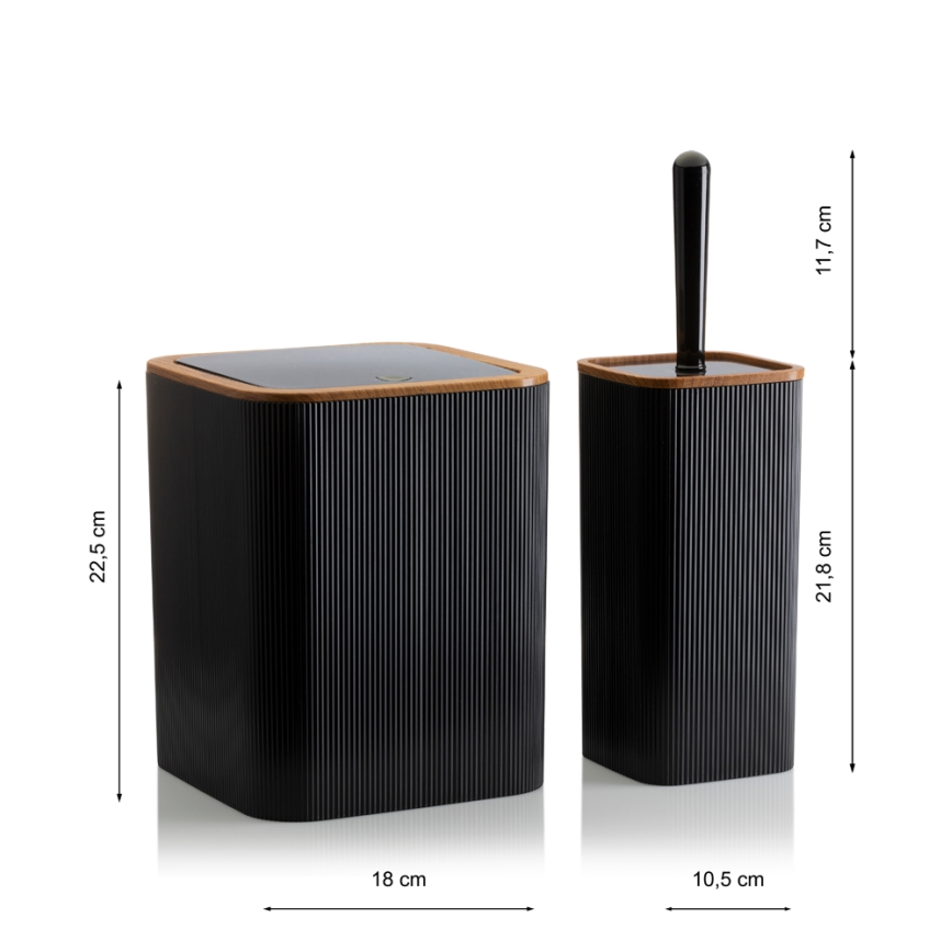 Fürdőszobai készlet ZOYA 5 db fekete/barna