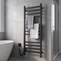 Fürdőszobai létra törölközőszárító radiátor termosztáttal AVANGARD, 227 W, 120 × 48 cm, fekete, balos