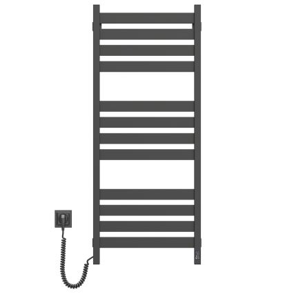 Fürdőszobai létrás törölközőradiátor termosztáttal LARGO 541W/230V 120,6 cm IP44 fekete balos szögletes