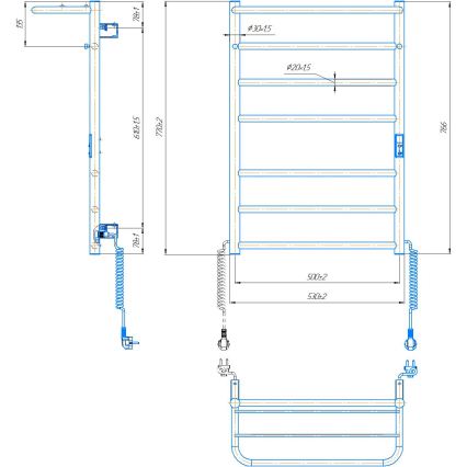 Fürdőszobai létrás radiátor HOME 95W/230V 77x53 cm rozsdamentes acél/krómozott jobb oldali