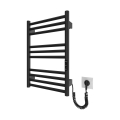 Fürdőszobai létrás törölközőszárító radiátor HF GREENWICH, 100W/230V, 57x43 cm, fekete, jobb oldali, kerek