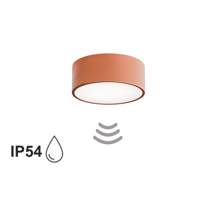 Fürdőszobai mennyezeti lámpa CLEO érzékelővel 1xE27/24W/230V átm. 20 cm IP54 rézszínű