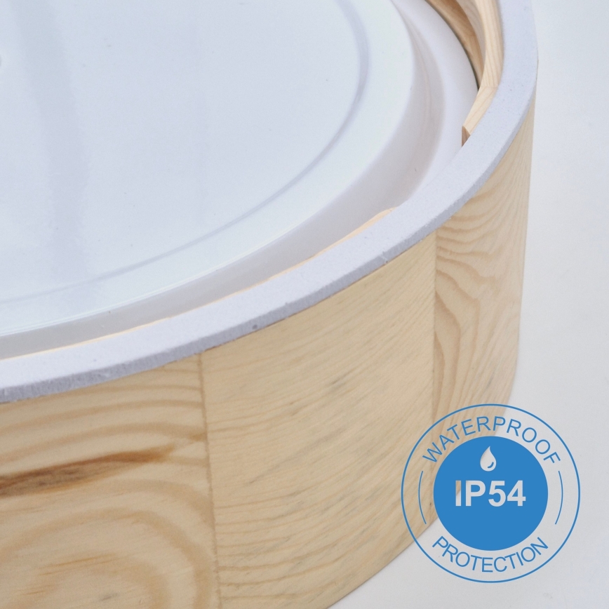 Fürdőszobai mennyezeti lámpa NATURAL 2xE27/15W/230V IP54 fenyő ? 27 cm