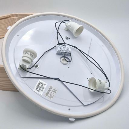 Fürdőszobai mennyezeti lámpa NATURAL 3xE27/15W/230V IP54 fenyő ? 37 cm