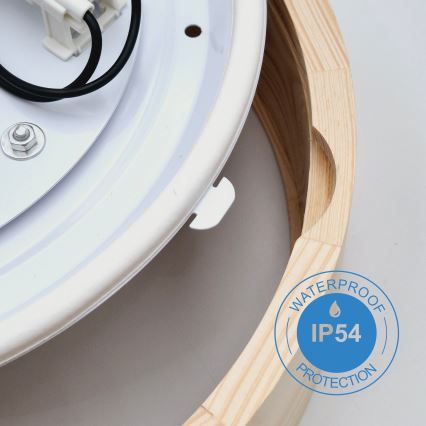 Fürdőszobai mennyezeti lámpa NATURAL 3xE27/15W/230V IP54 fenyő ? 37 cm