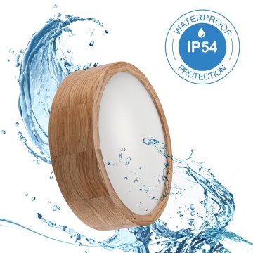 Fürdőszobai mennyezeti lámpa OAK, 2× E27 (max. 15 W)/230 V, IP54, tölgy, átmérő 27 cm