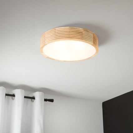Fürdőszobai mennyezeti lámpa NATURAL MODERN 3xE27/15W/230V IP54 átm. 37,5 cm fenyő