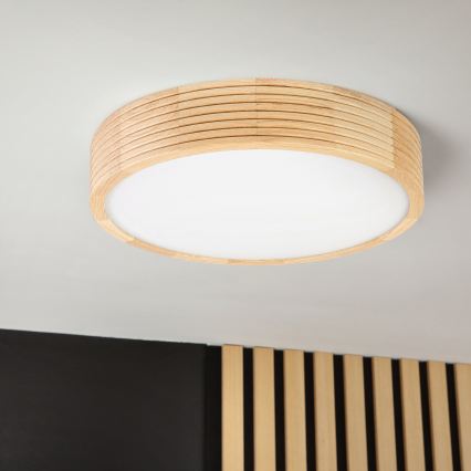 Fürdőszobai mennyezeti lámpa NATURAL MODERN 3xE27/15W/230V IP54 átm. 37,5 cm fenyő