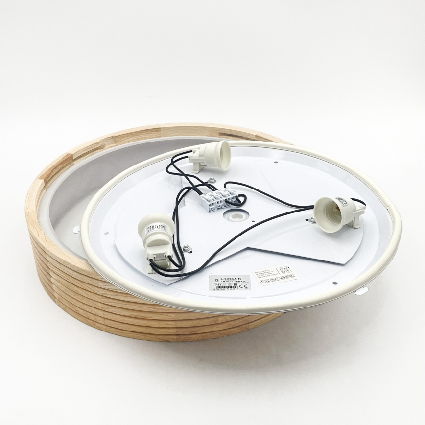 Fürdőszobai mennyezeti lámpa NATURAL MODERN 3xE27/15W/230V IP54 átm. 37,5 cm fenyő