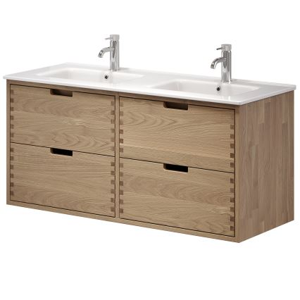 Fürdőszobai mosdószekrény GRIBSKOV 120 cm bézs/tölgy/fehér