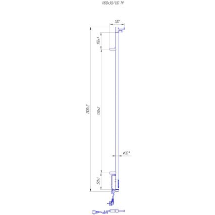 Fürdőszobai RAY radiátor 25W/230V 110x30 cm IP44, rozsdamentes acél/antracit