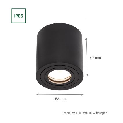 Fürdőszobai spotlámpa CHLOE 1xGU10/6W/230V IP65 kerek fekete