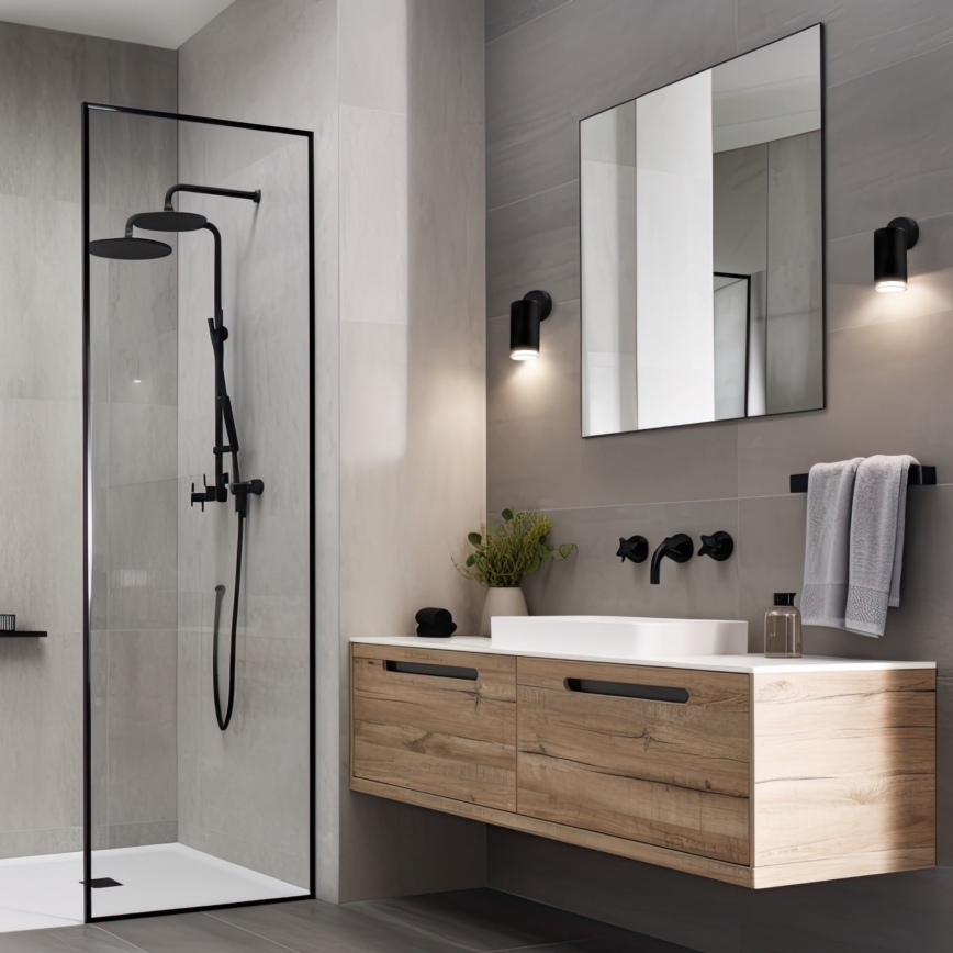 Fürdőszobai spotlámpa TURYN 1xGU10/10W/230V IP44 fekete