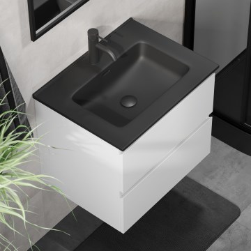 Fürdőszobai szekrény mosdóval KENWOOD 61x52x45 cm fehér/fekete