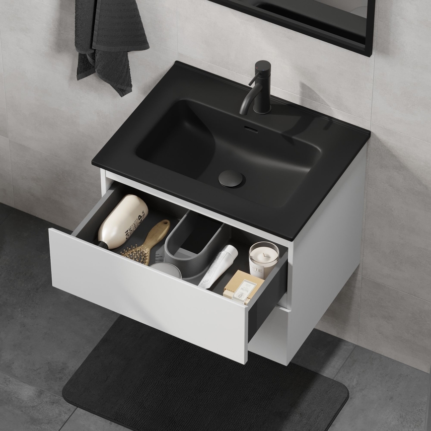 Fürdőszobai szekrény mosdóval KENWOOD 61x52x45 cm fehér/fekete