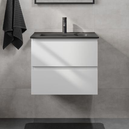 Fürdőszobai szekrény mosdóval KENWOOD 61x52x45 cm fehér/fekete
