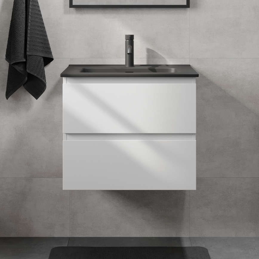 Fürdőszobai szekrény mosdóval KENWOOD 61x52x45 cm fehér/fekete