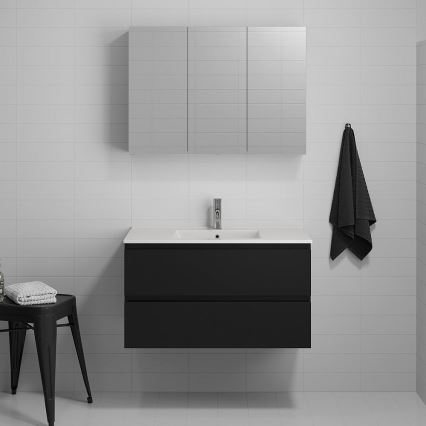 Fürdőszobai szekrény mosdóval KENWOOD, 91 cm, fekete