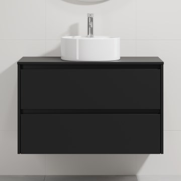 Fürdőszobai szekrény mosdóval TRONDHEIM/VIKEDAL 90x57x46 cm fekete/fehér